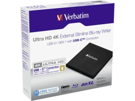 External Slimline Bluray Writer USBC Ultra HD 4K